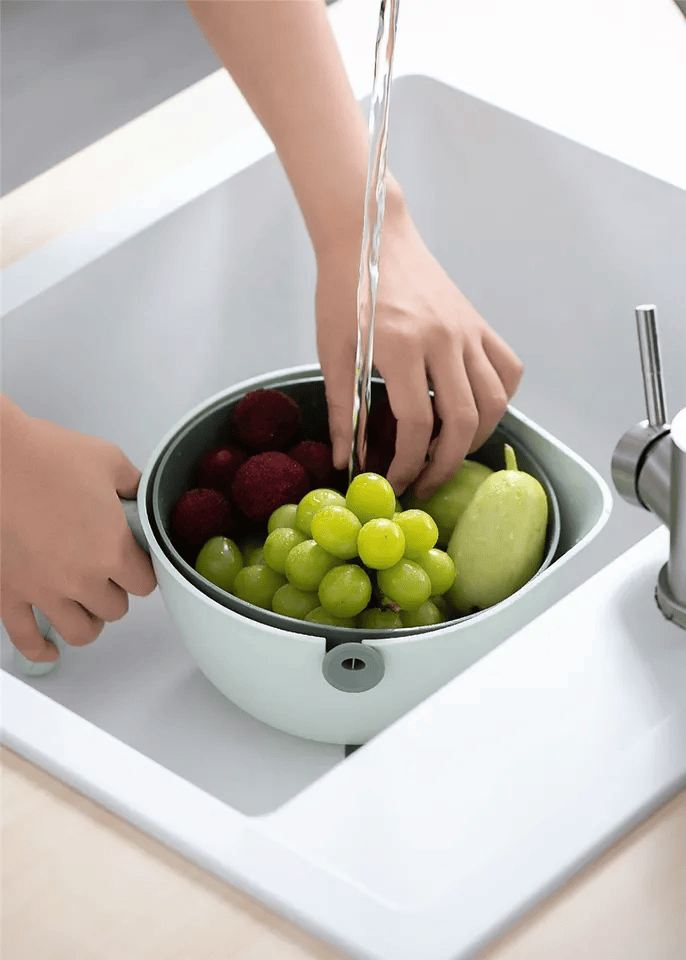 2 in 1 Rotatable Double Basket Strainer مصفاة سلة مزدوجة دوارة 2 في 1