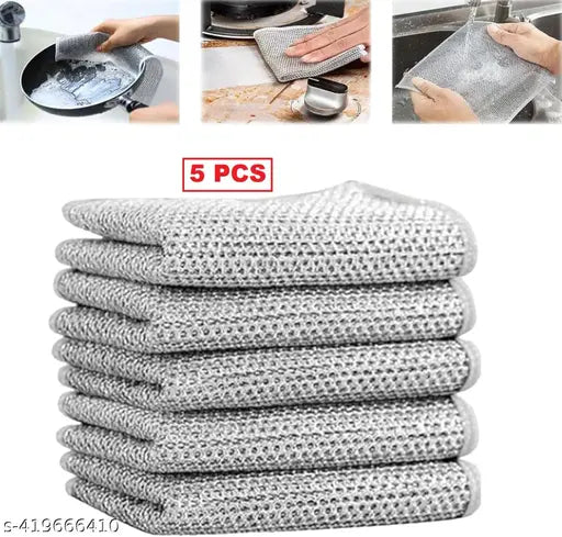 Non Scratch Dish Wash Cloth (Pack Of 5) قماش غسيل أطباق بدون خدش 5 قطع
