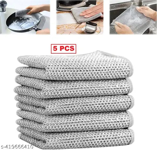 Non Scratch Dish Wash Cloth (Pack Of 5) قماش غسيل أطباق بدون خدش 5 قطع