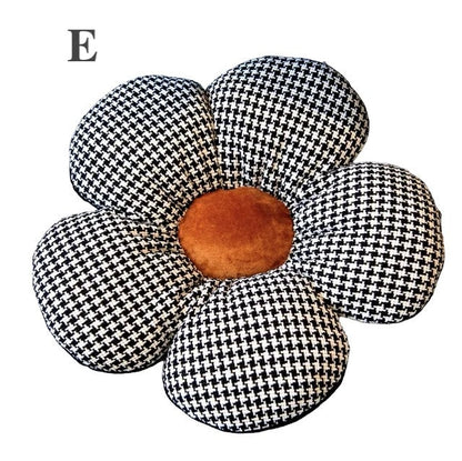 Stuffed Houndstooth Flower Cushion (45cm)