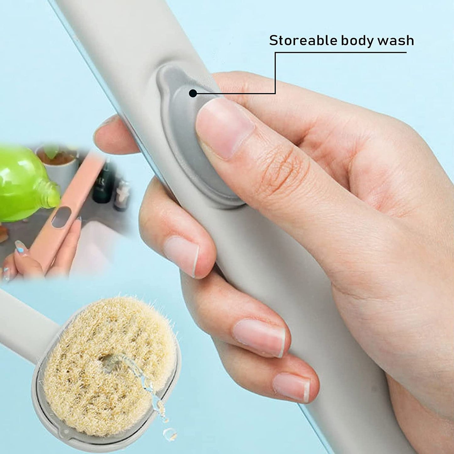Long Handle Soap Dispenser Brush فرشاة بموزع صابون بمقبض طويل