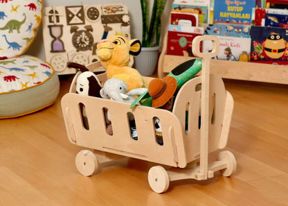 Eco-Friendly Montessori Wooden Toy Organizer Chest with Wheels