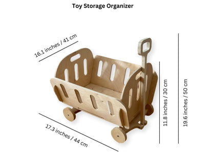 Eco-Friendly Montessori Wooden Toy Organizer Chest with Wheels