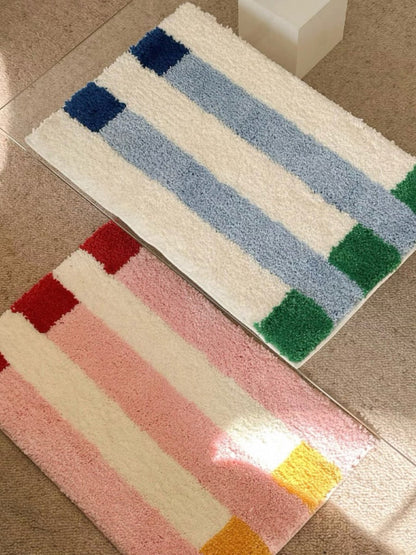 Ultra Soft Whimsical Dopamine Stripe Bath Rug, Absorbent Mat