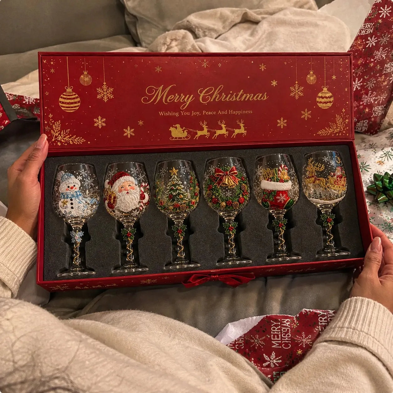 🎁Christmas Wine Glass Collection Gift Box Set✨